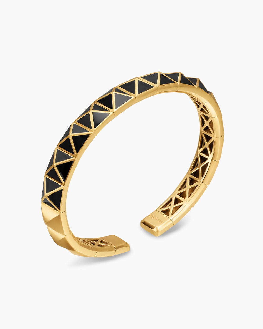 Womens Pyramid Cuff Bracelet in 18K Yellow Gold, 8mm