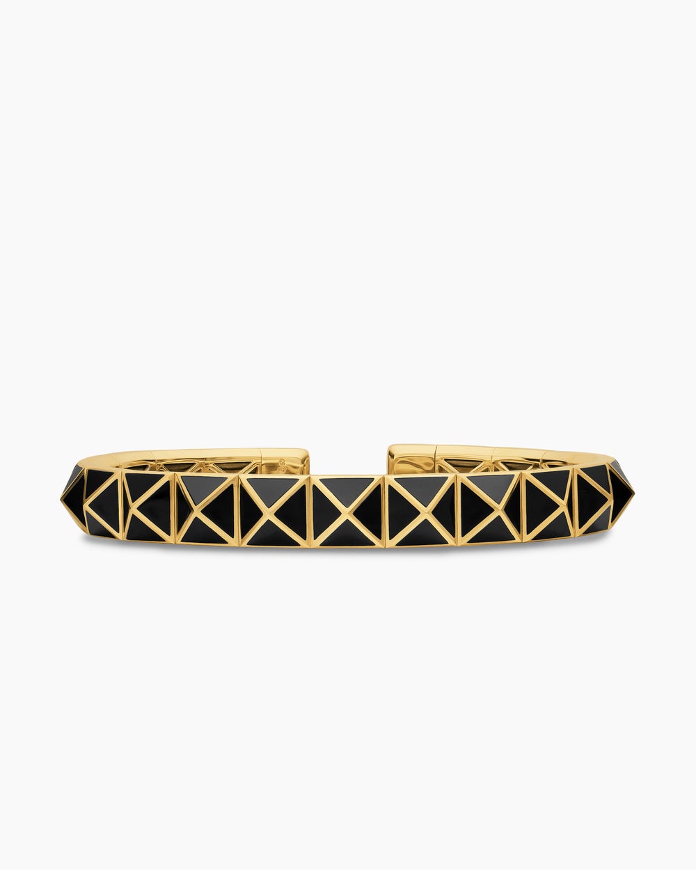 Womens Pyramid Cuff Bracelet in 18K Yellow Gold, 8mm
