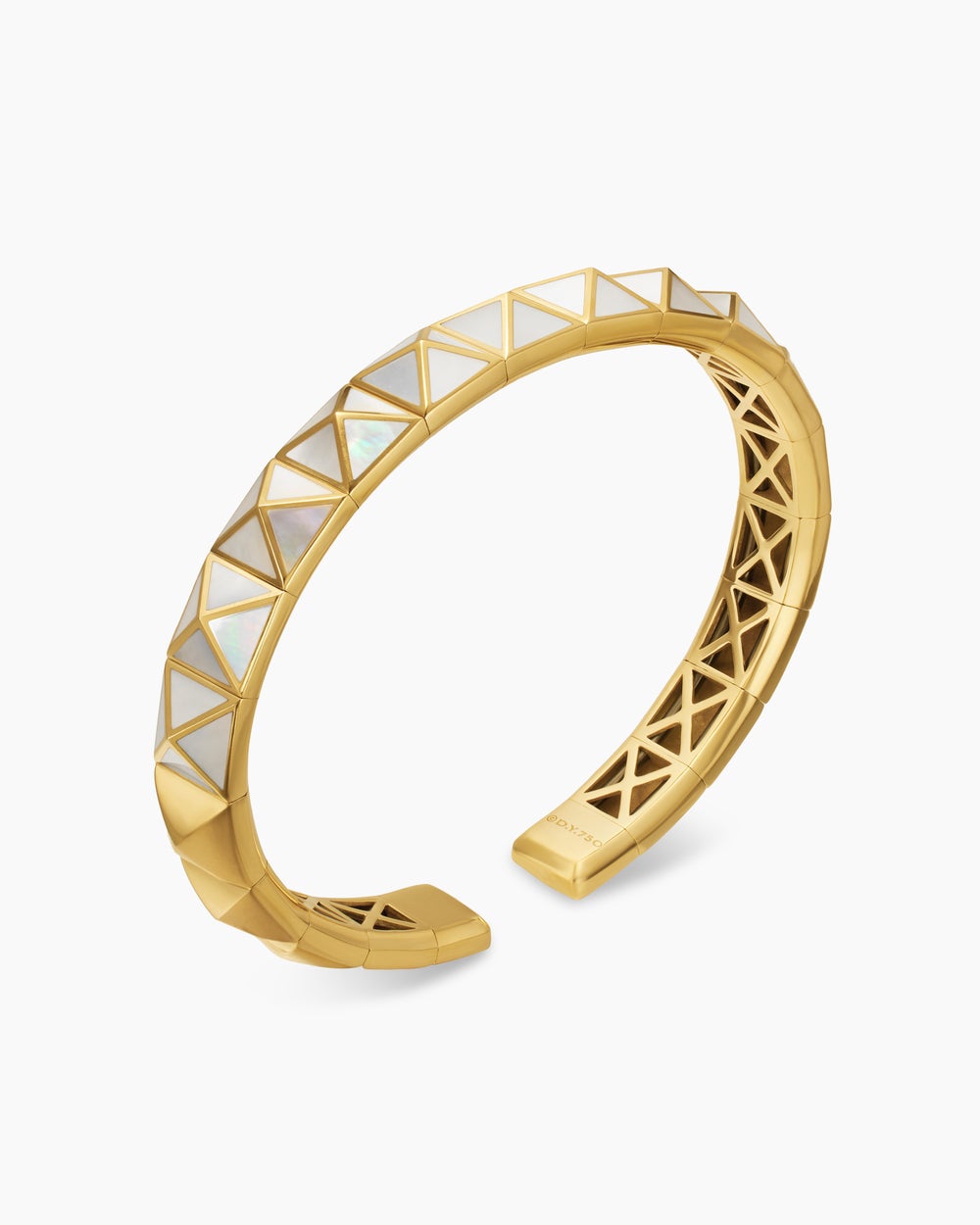 Womens Pyramid Cuff Bracelet in 18K Yellow Gold, 8mm