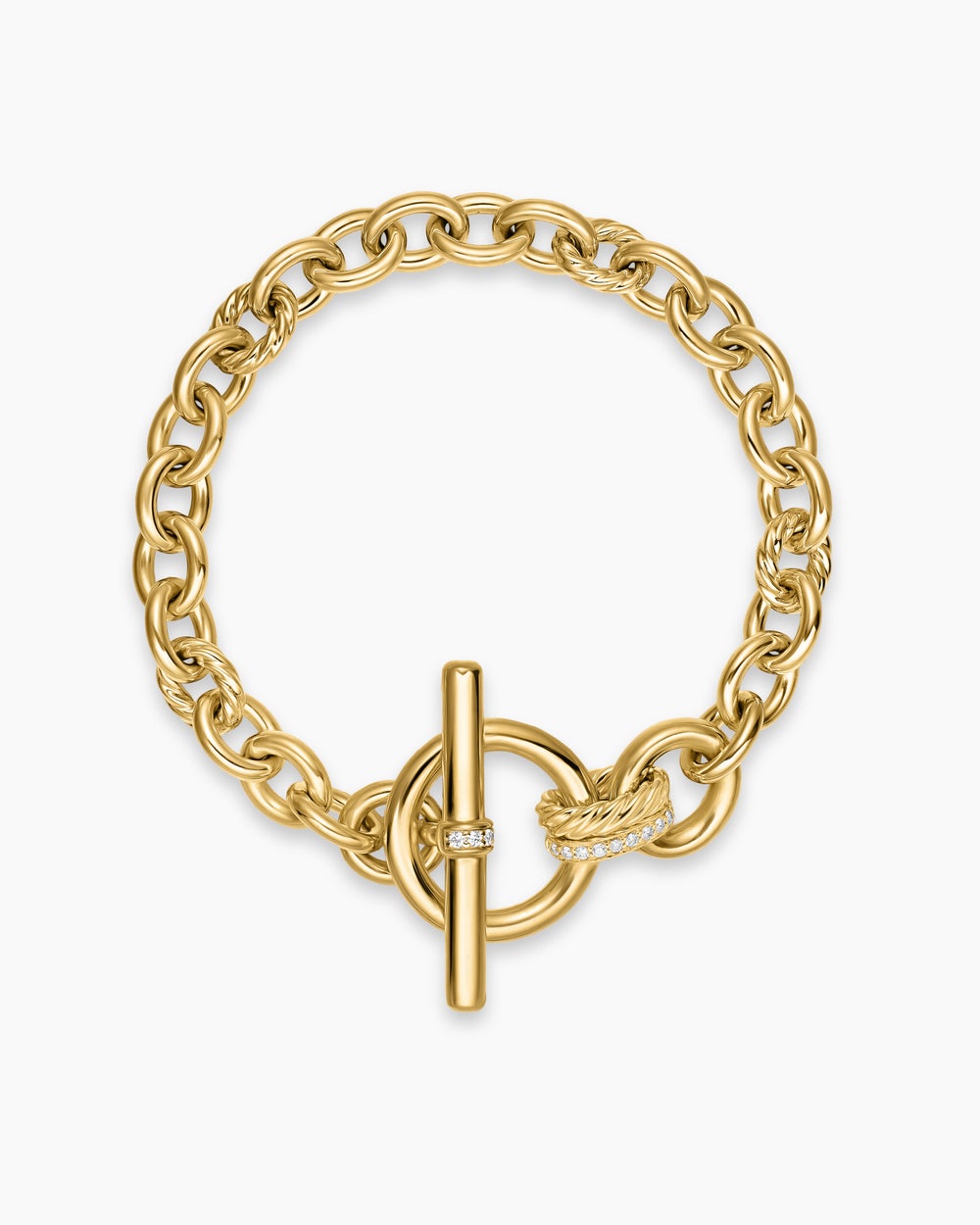 Womens DY Mercer Toggle Chain Bracelet in 18K Yellow Gold with Diamonds, 8mm