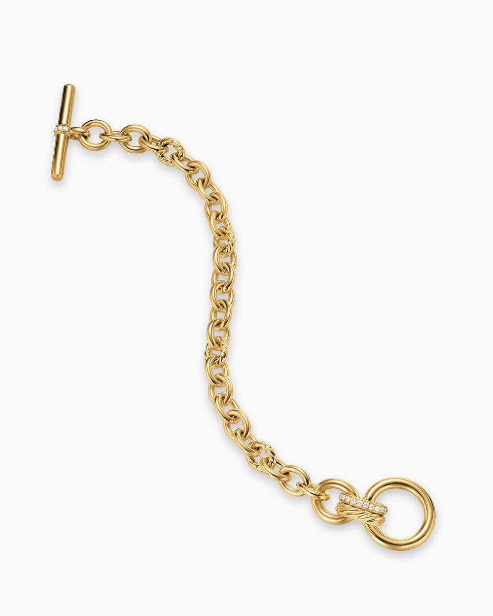 Womens DY Mercer Toggle Chain Bracelet in 18K Yellow Gold with Diamonds, 8mm