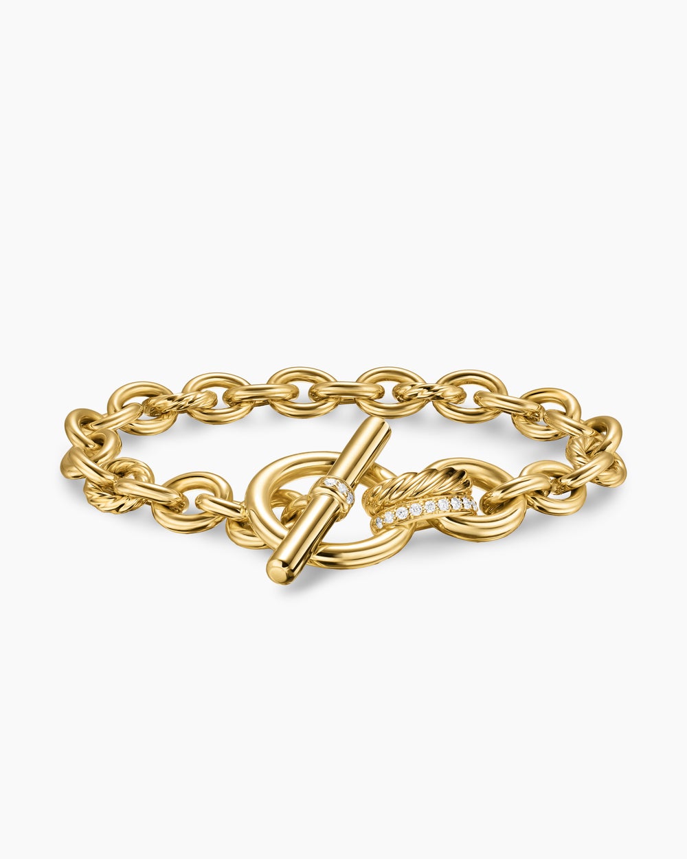 Womens DY Mercer Toggle Chain Bracelet in 18K Yellow Gold with Diamonds, 8mm