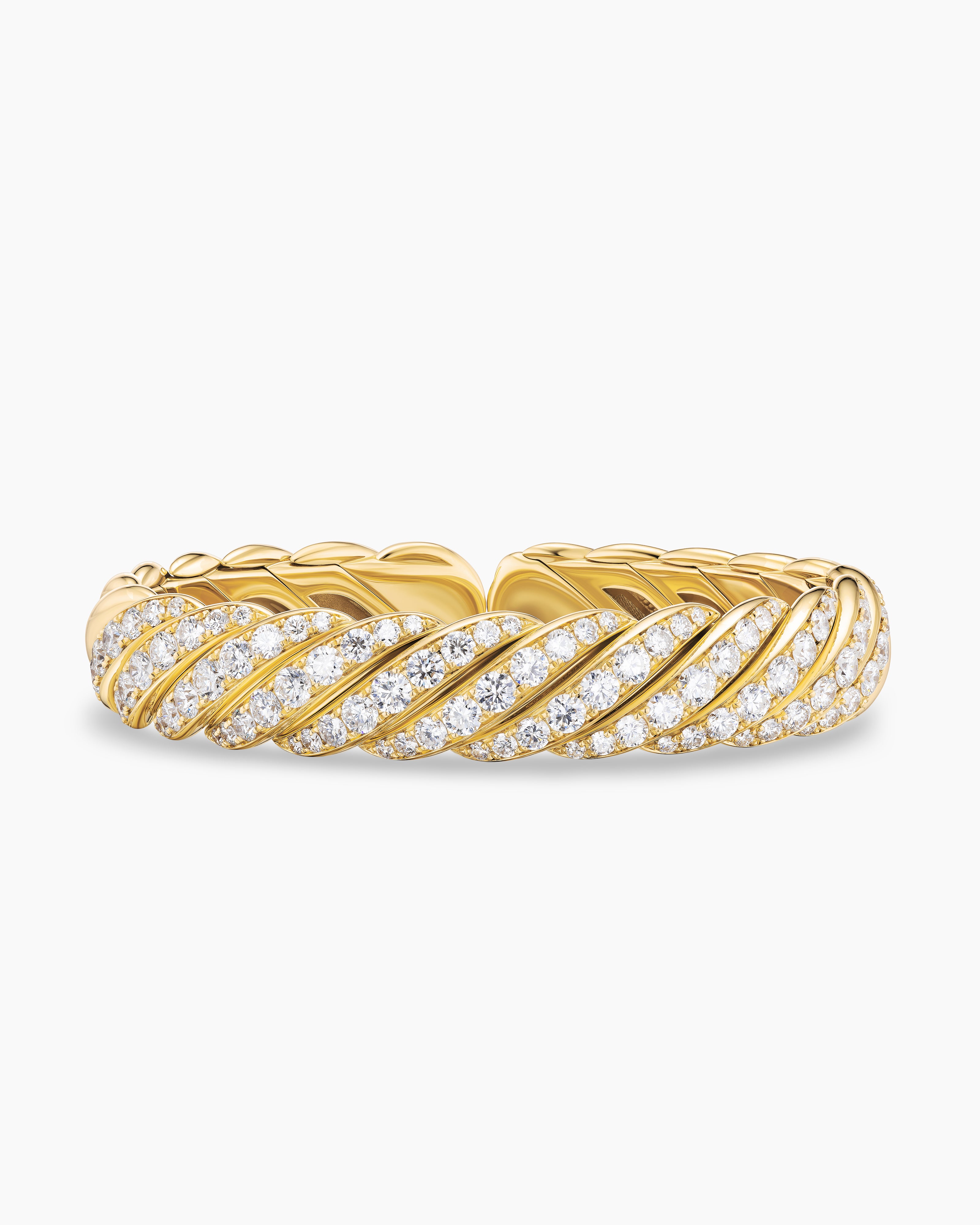 Bracelet Sculpted Cable Flex en or jaune 18 carats avec diamants, 11 mm