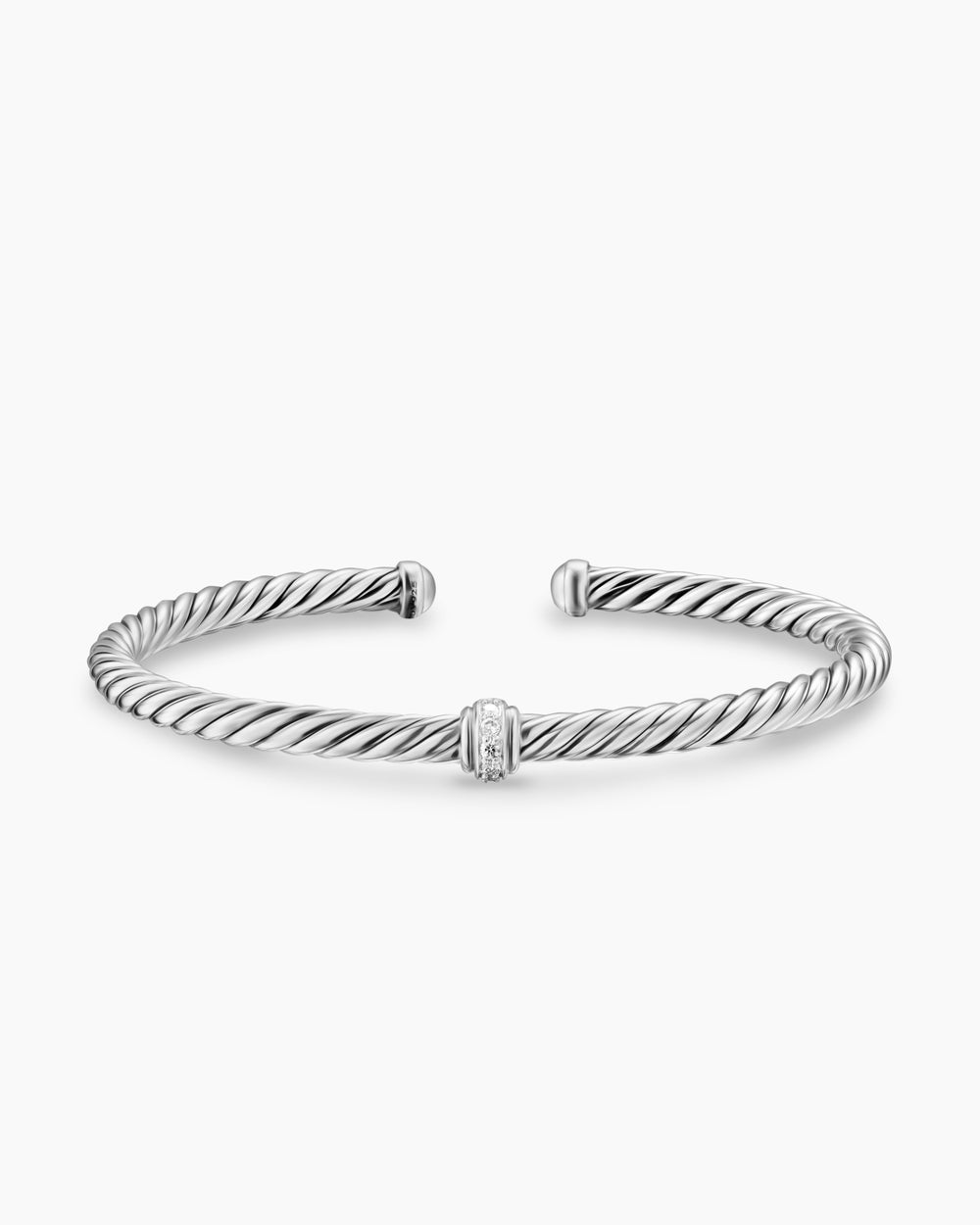 Womens Cable Flex Station Bracelet in Sterling Silver with Diamonds, 4mm