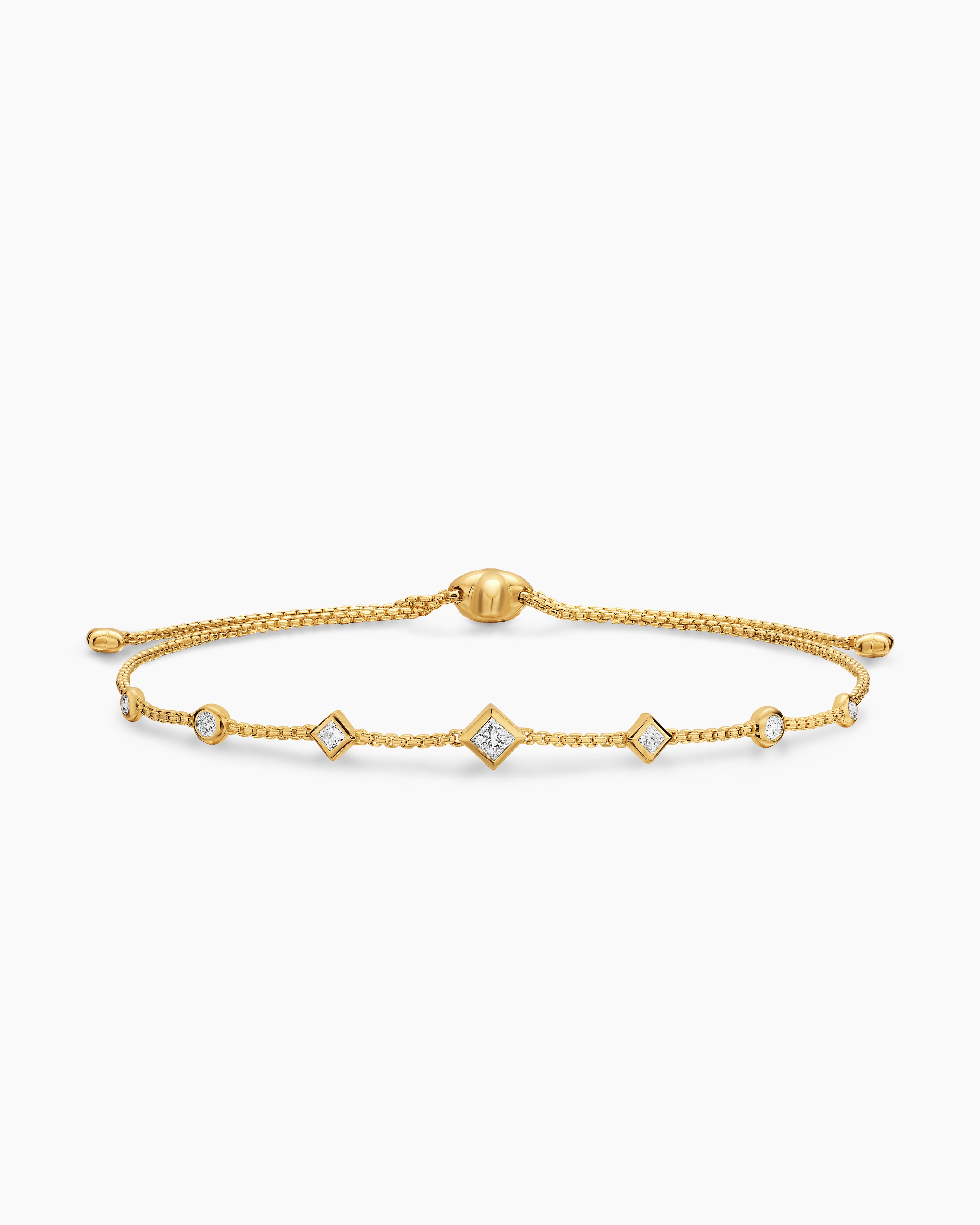 Bracelet cha&icirc;ne &agrave; ornements Modern Renaissance&reg; de petite taille en or jaune 18 carats avec diamants, 7,5 mm femme 