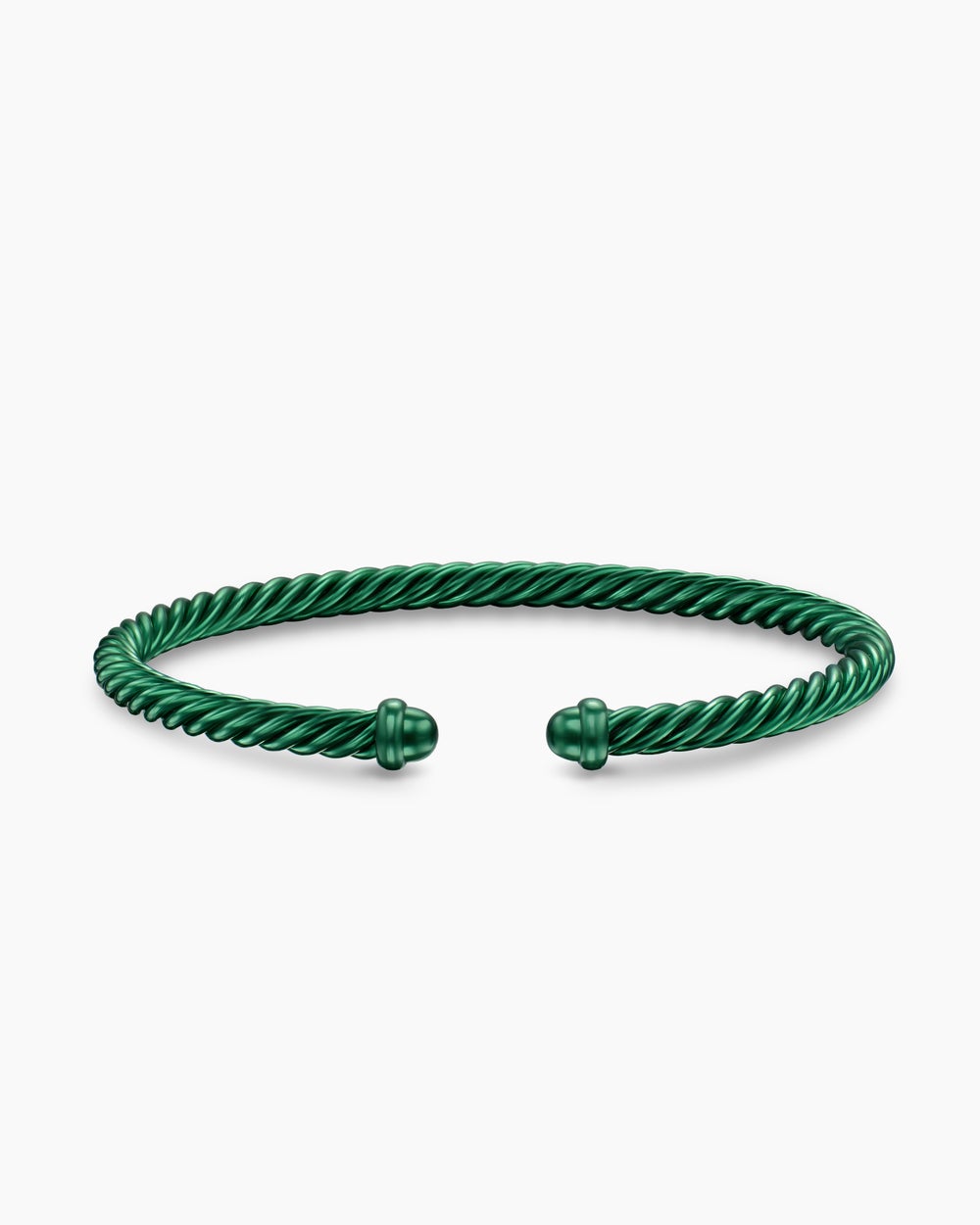 Womens Classic Cable Bracelet in Green Aluminum, 4mm