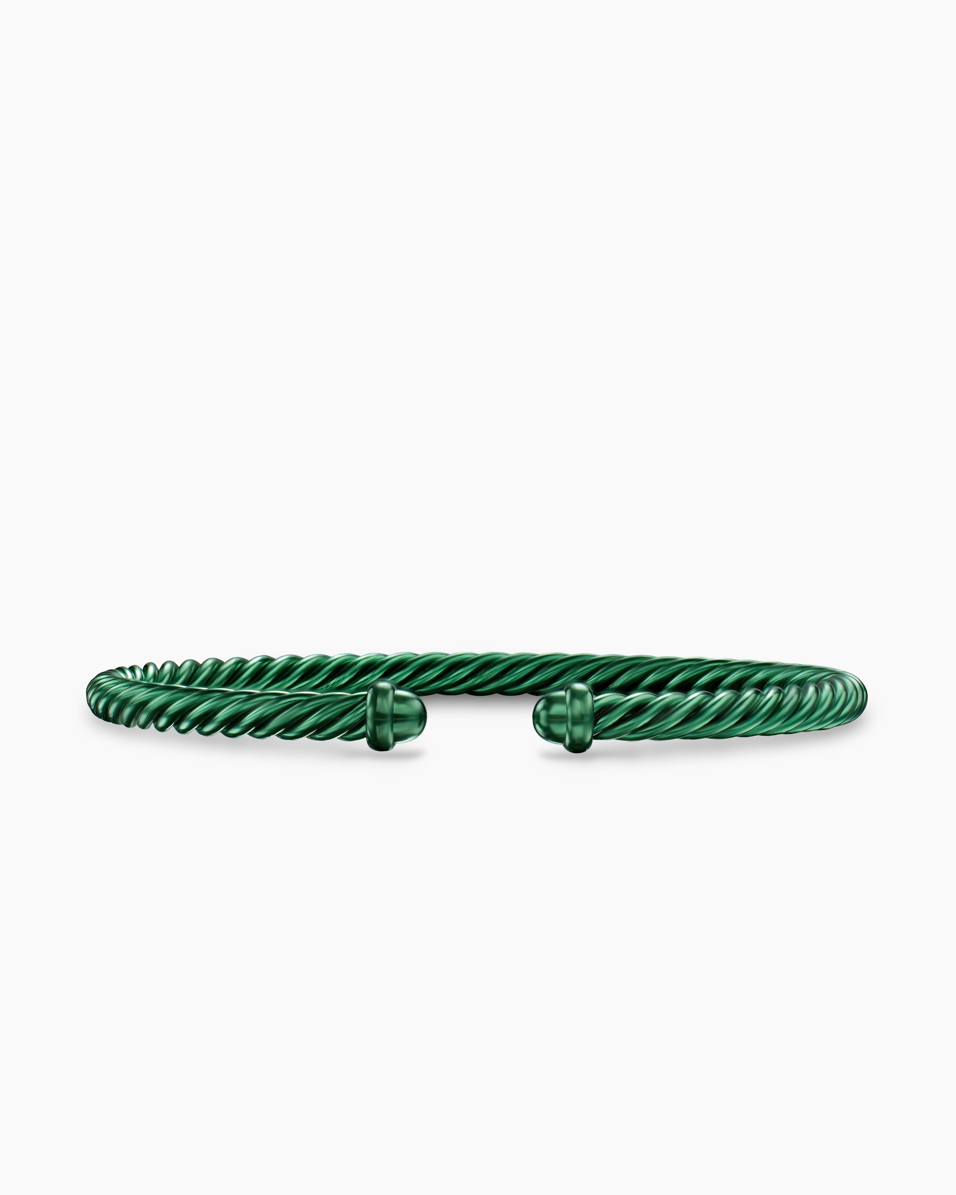 Womens Classic Cable Bracelet in Green Aluminum, 4mm