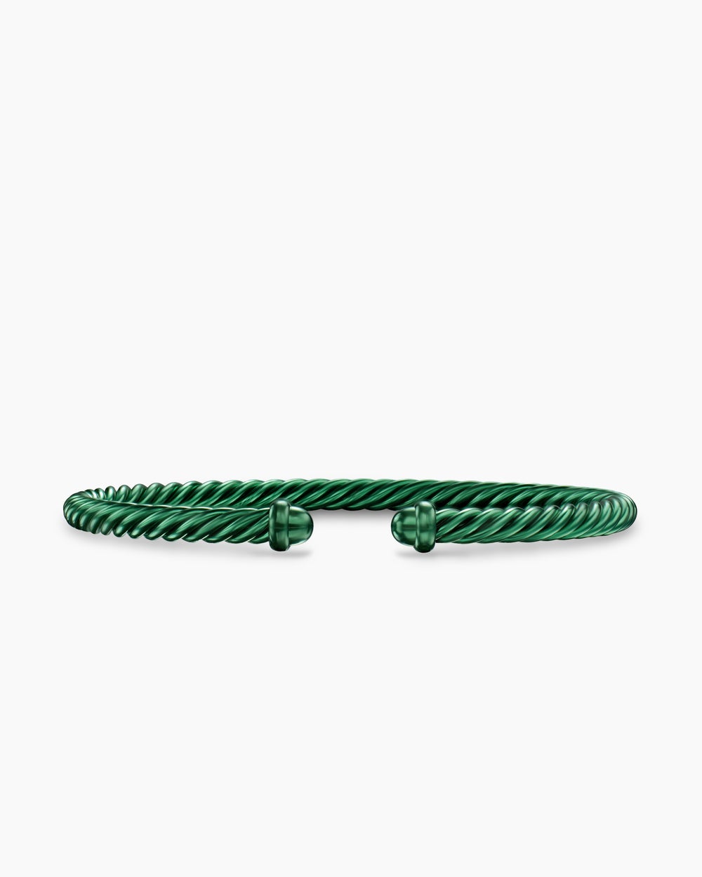 Womens Classic Cable Bracelet in Green Aluminum, 4mm