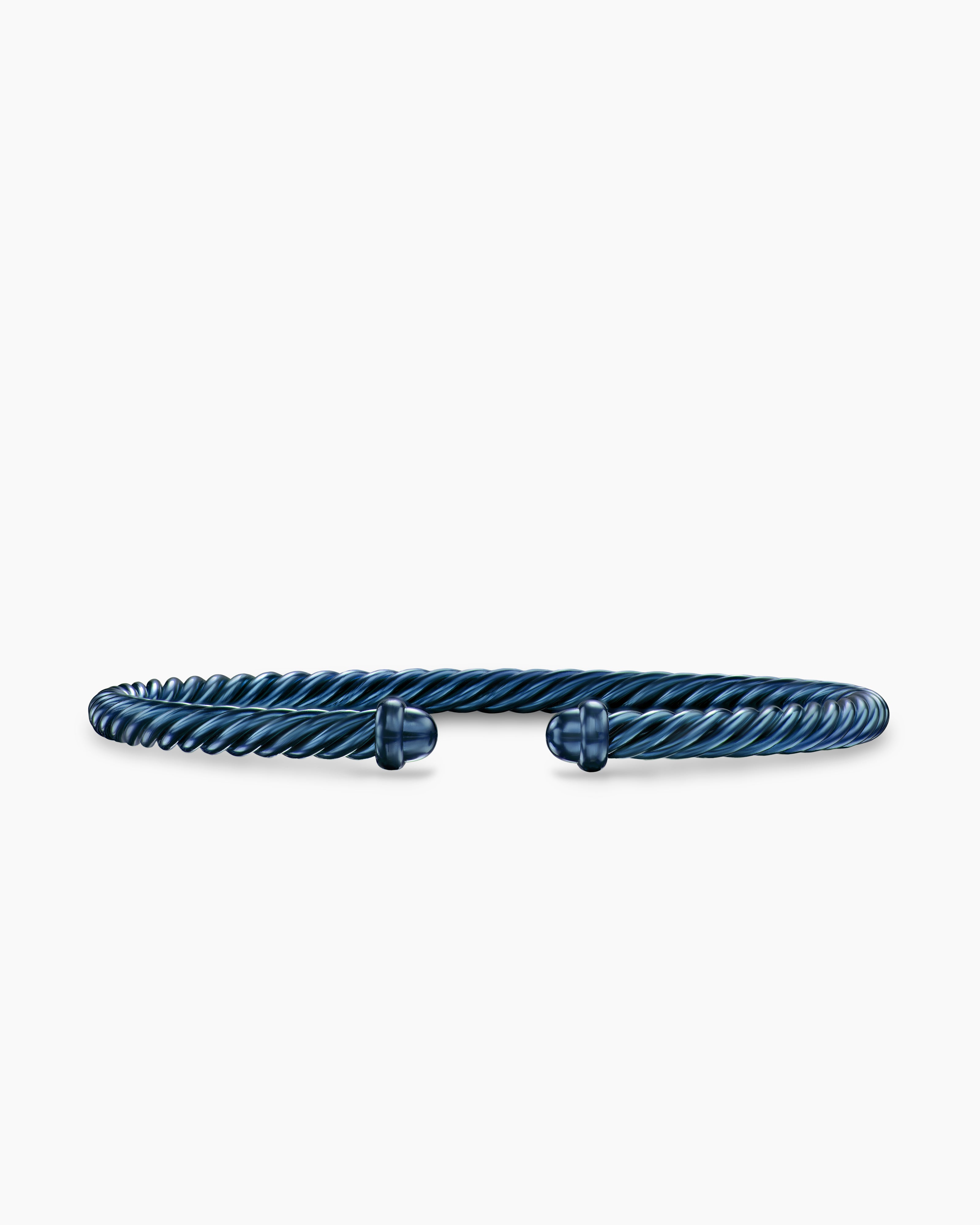 Womens Classic Cable Bracelet in Navy Aluminum, 4mm