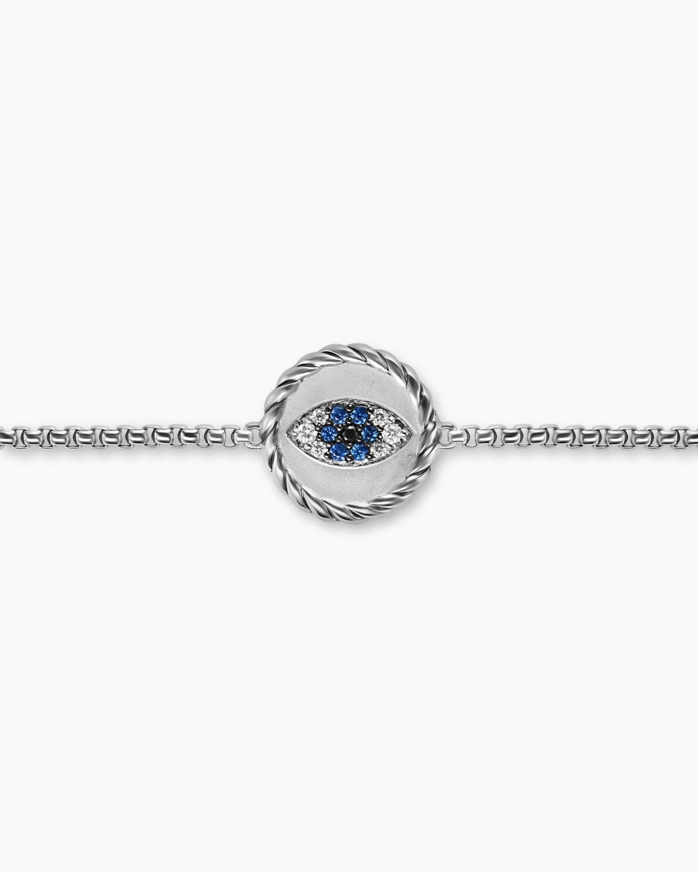 Womens Cable Collectibles® Evil Eye Bracelet in Sterling Silver with Pavé Blue Sapphires and Diamonds, 11mm