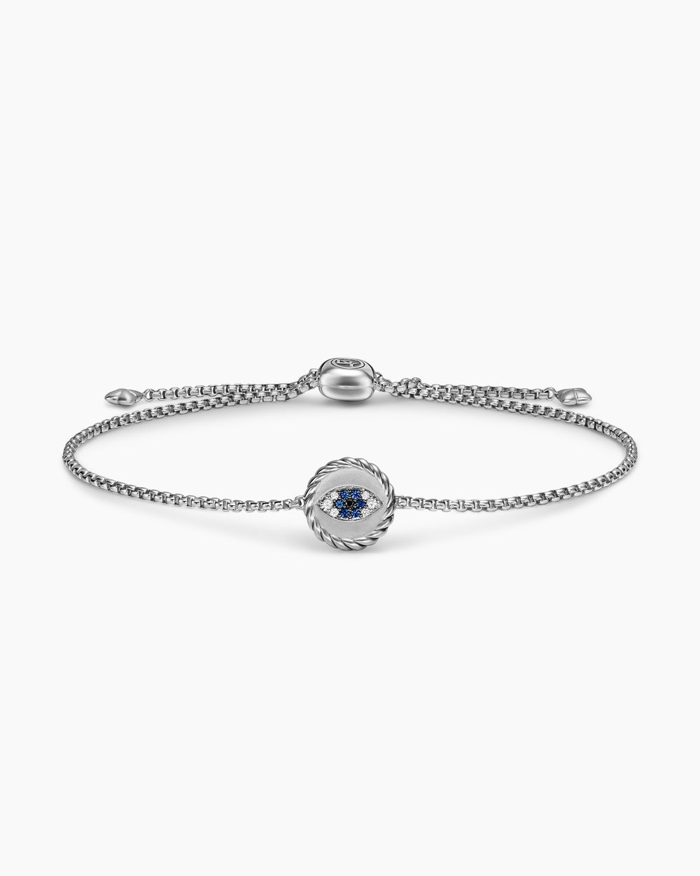 Womens Cable Collectibles® Evil Eye Bracelet in Sterling Silver with Pavé Blue Sapphires and Diamonds, 11mm