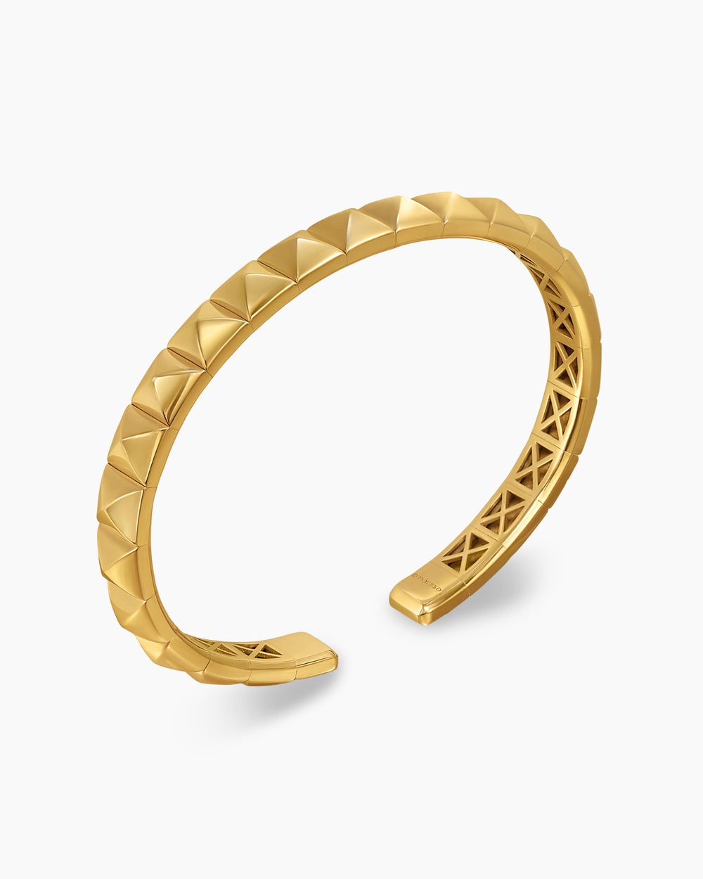 Womens Pyramid Bangle Bracelet in 18K Yellow Gold, 6.5mm