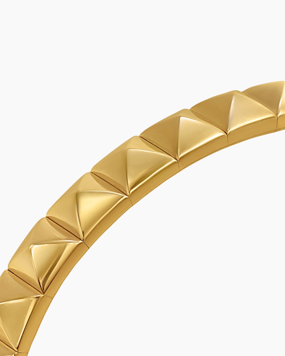 Womens Pyramid Bangle Bracelet in 18K Yellow Gold, 6.5mm