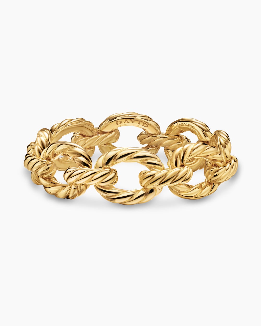 Womens Sculpted Cable Oval Link Bracelet in 18K Yellow Gold, 18mm