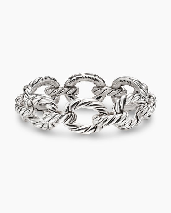 Bracelet à maillons ovales Sculpted Cable en argent sterling, 18 mm