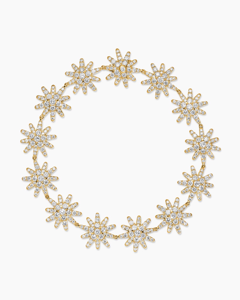 Womens Starburst Pavé Tennis Bracelet in 18K Yellow Gold with Diamonds, 12.3mm