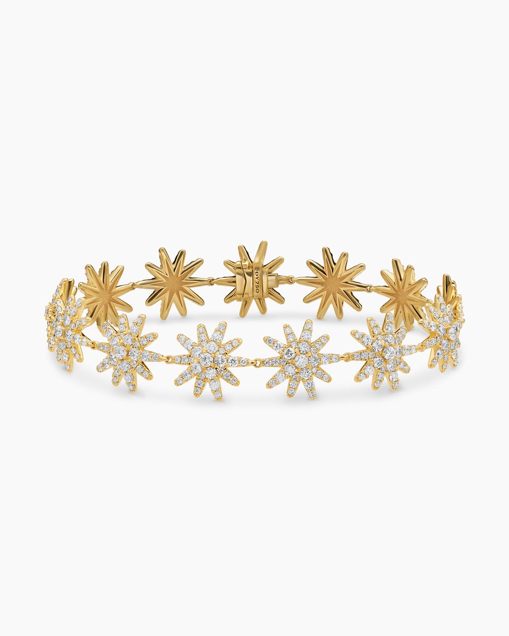 Womens Starburst Pavé Tennis Bracelet in 18K Yellow Gold with Diamonds, 12.3mm