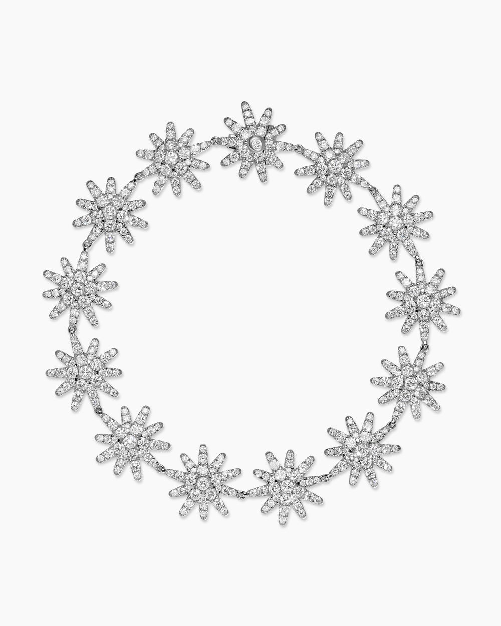 Womens Starburst Pavé Tennis Bracelet in 18K White Gold with Diamonds, 12.3mm