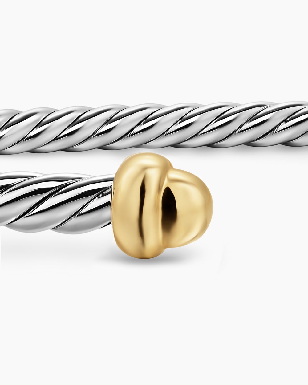 Womens Micro Cable Flex Bracelet in Sterling Silver with 14K Yellow Gold, 2.6mm
