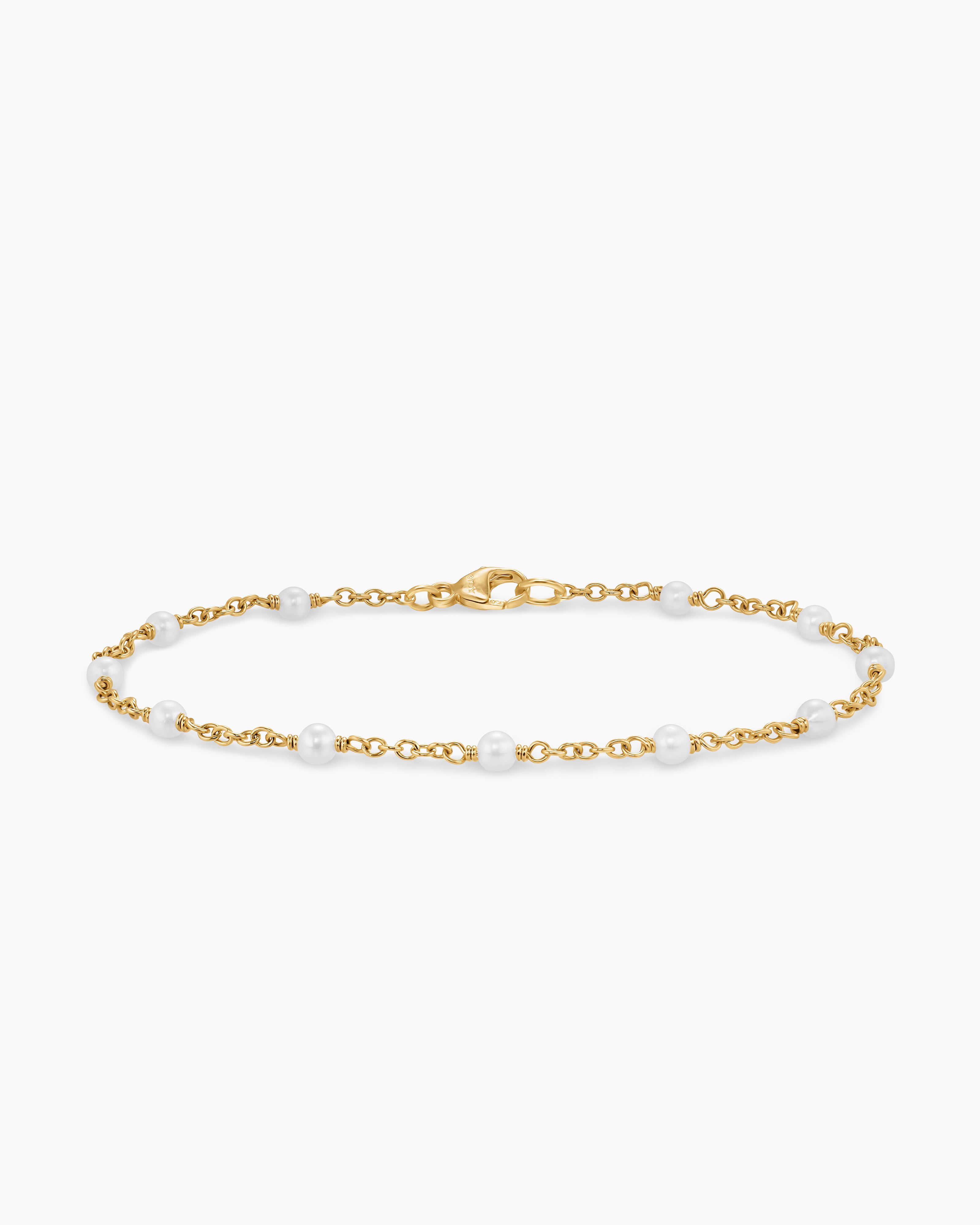 Womens Pearl Classics Station Bracelet in 18K Yellow Gold, 3.5mm