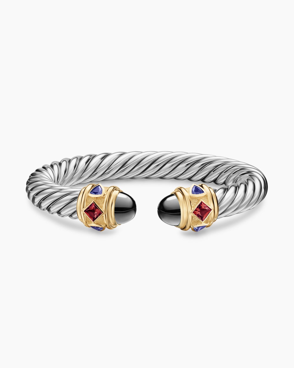 Womens Renaissance Cable Flex Bracelet in Sterling Silver with 14K Yellow Gold, 9mm