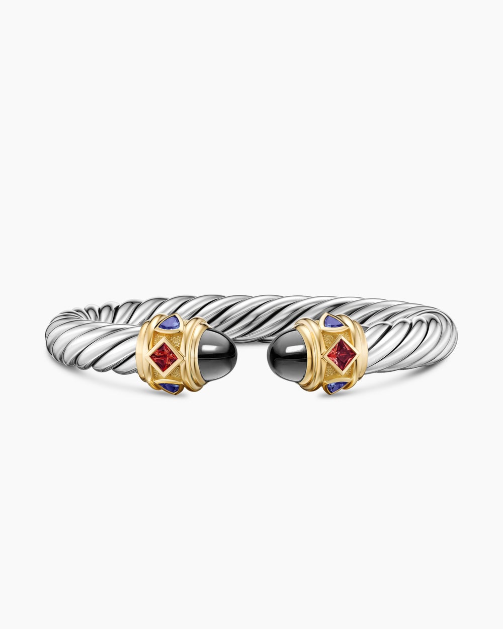 Womens Renaissance Cable Flex Bracelet in Sterling Silver with 14K Yellow Gold, 9mm