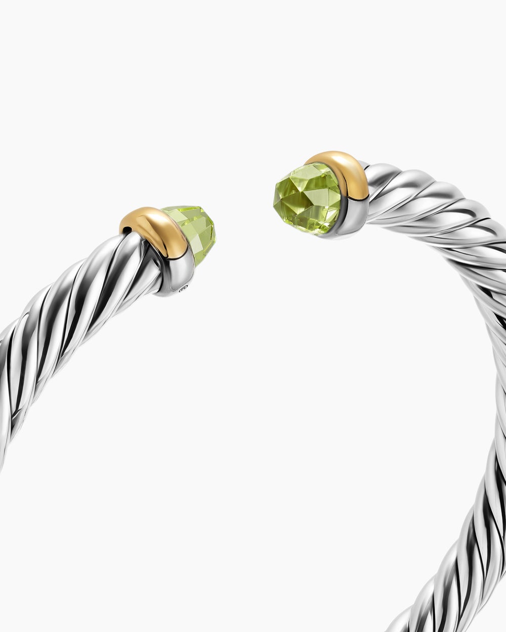 Womens Cable Flex Bracelet in Sterling Silver with 14ct Yellow Gold, 6mm
