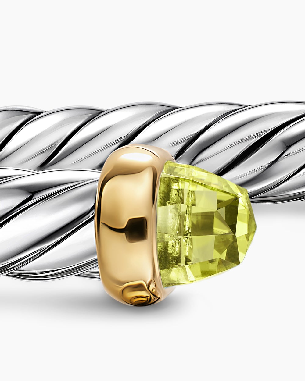 Womens Cable Flex Bracelet in Sterling Silver with 14ct Yellow Gold, 6mm