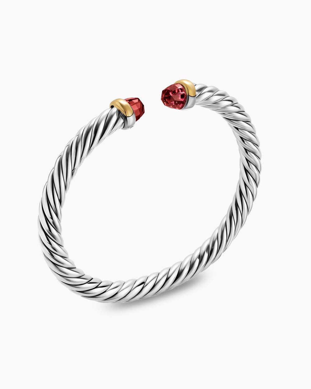 Womens Cable Flex Bracelet in Sterling Silver with 14K Yellow Gold, 6mm