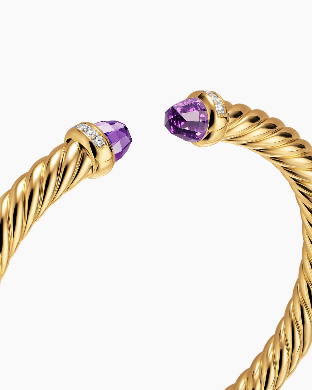 Womens Cablespira Flex Bracelet in 18K Yellow Gold with Diamonds, 6mm