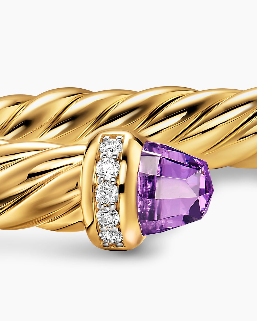 Womens Cablespira Flex Bracelet in 18K Yellow Gold with Diamonds, 6mm