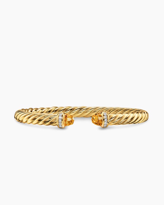 Cablespira® Flex Bracelet in 18K Yellow Gold with Citrine and Diamonds, 6mm