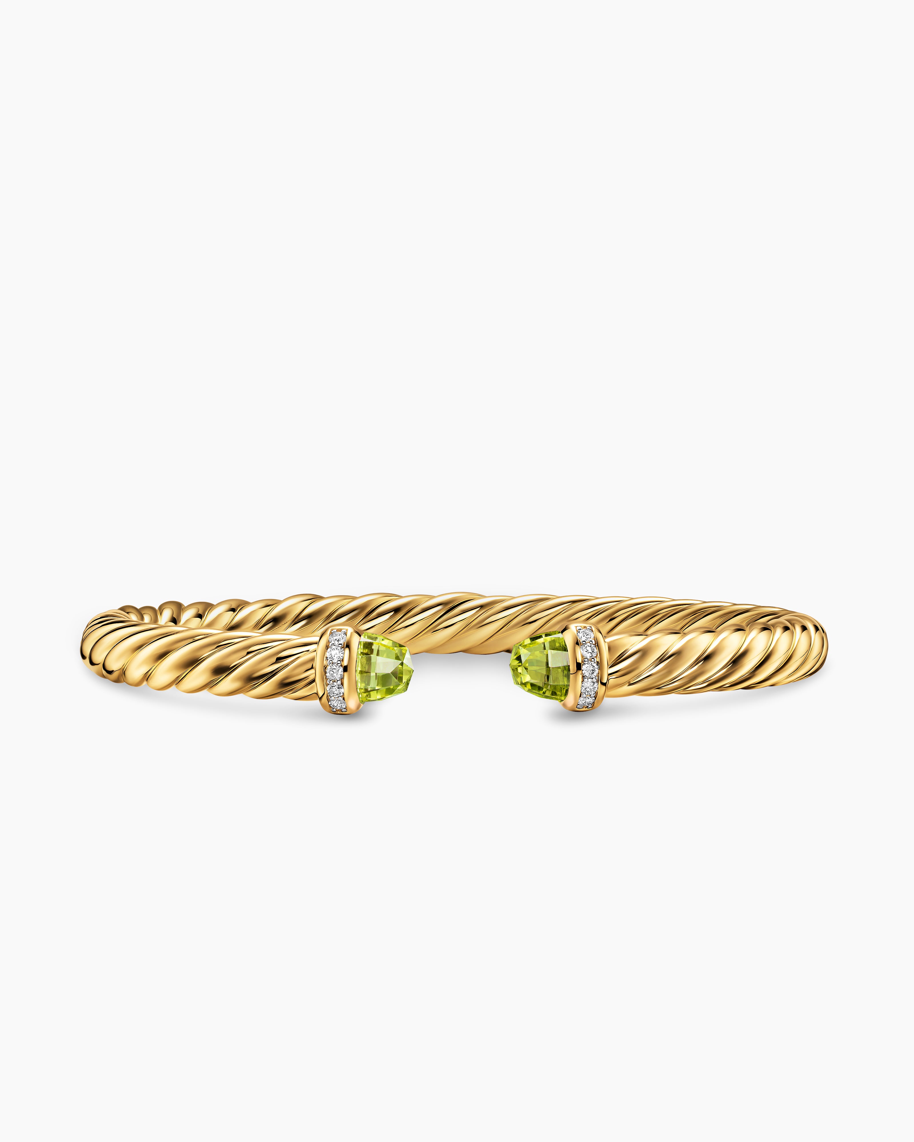 Womens Cablespira Flex Bracelet in 18K Yellow Gold with Diamonds, 6mm
