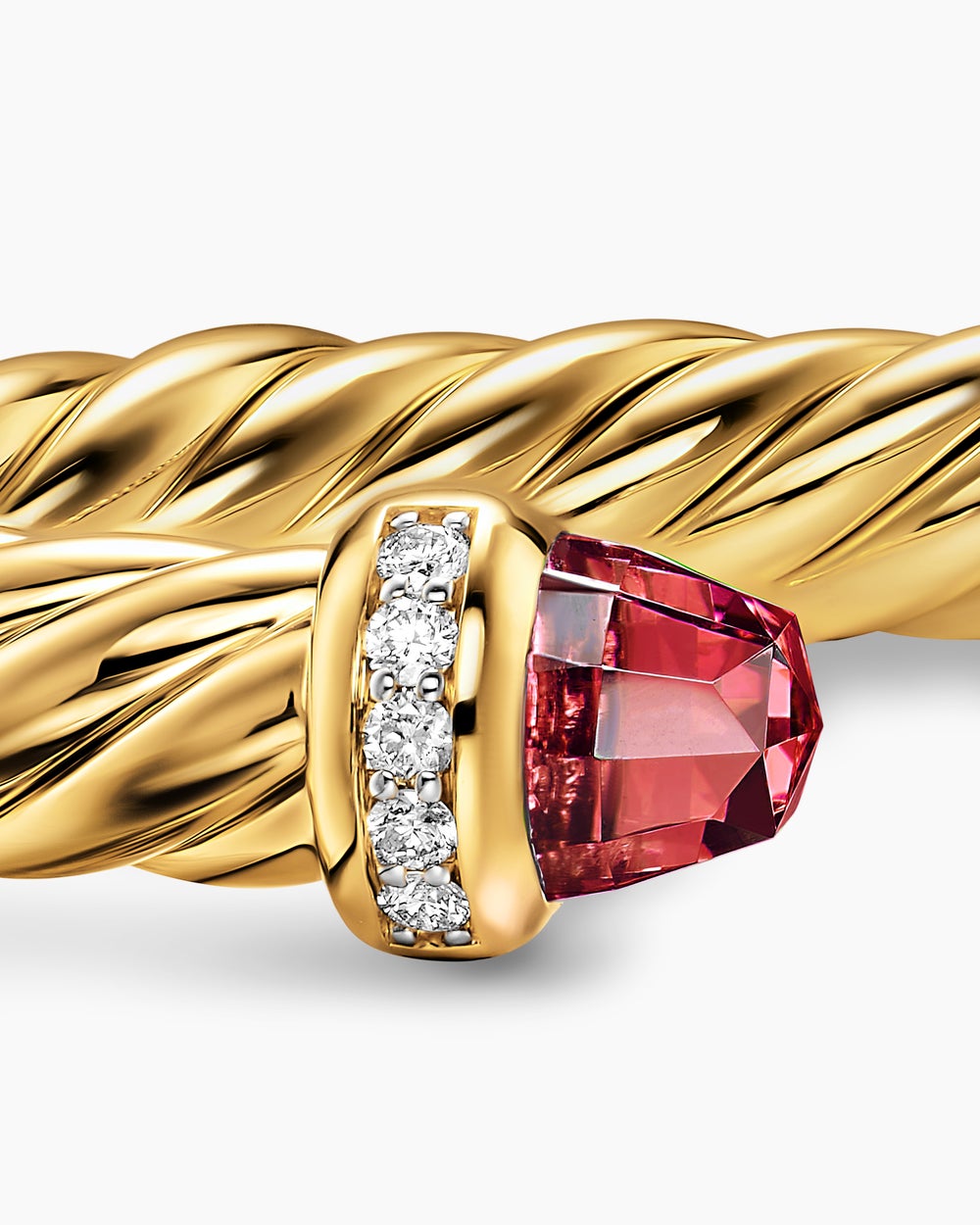 Womens Cablespira Flex Bracelet in 18K Yellow Gold with Diamonds, 6mm