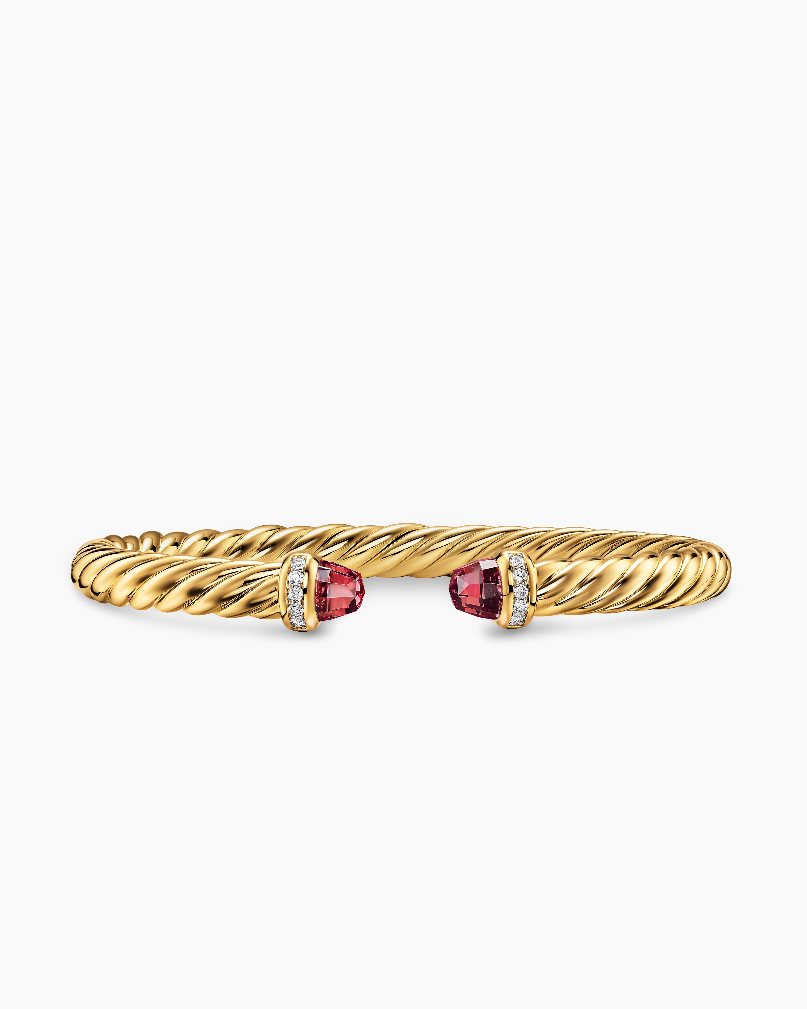 Womens Cablespira Flex Bracelet in 18K Yellow Gold with Diamonds, 6mm