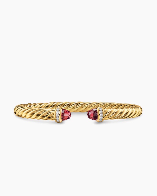 Cablespira® Flex Bracelet in 18K Yellow Gold with Rhodolite Garnet and Diamonds, 6mm