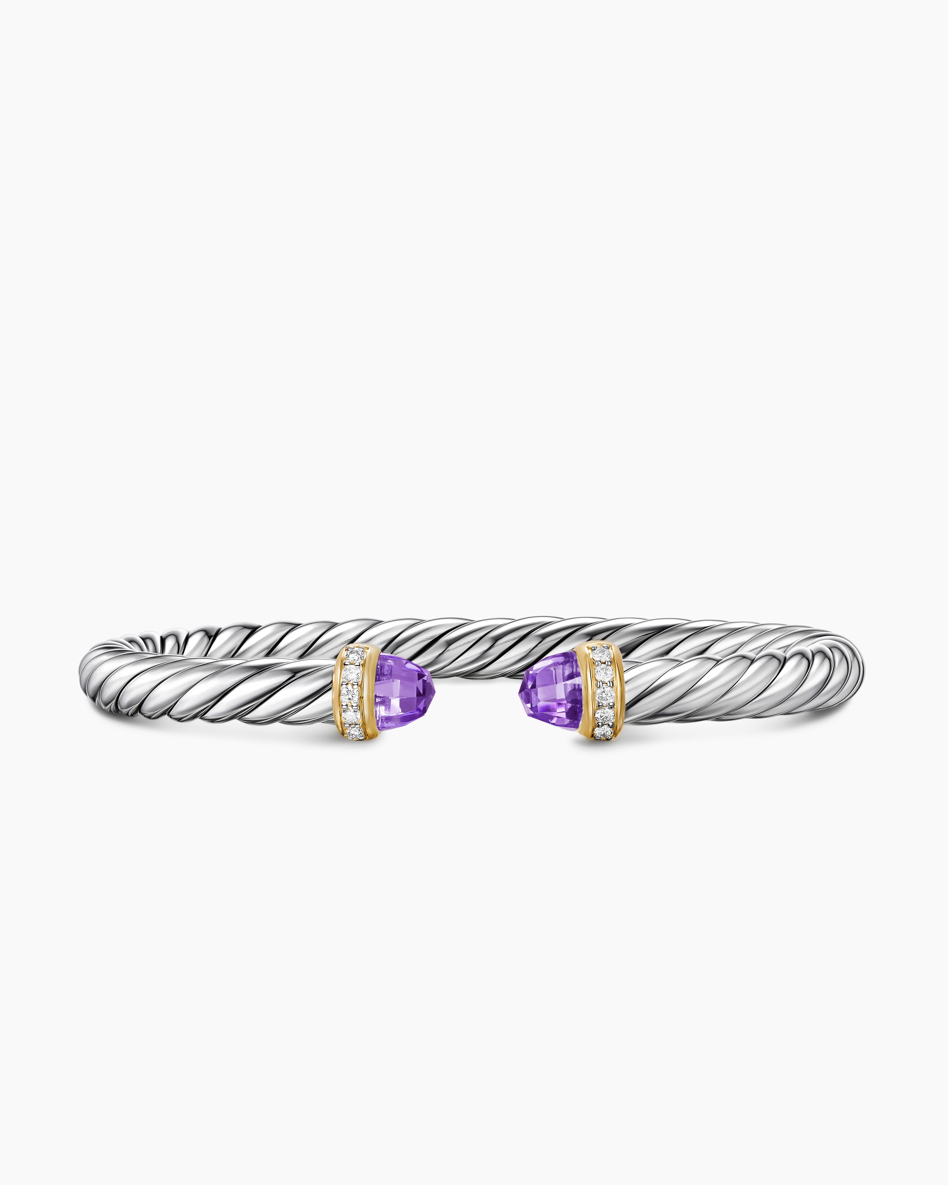 Bracelet Cable Flex en argent sterling avec or jaune 14 carats et diamants, 6 mm femmes 