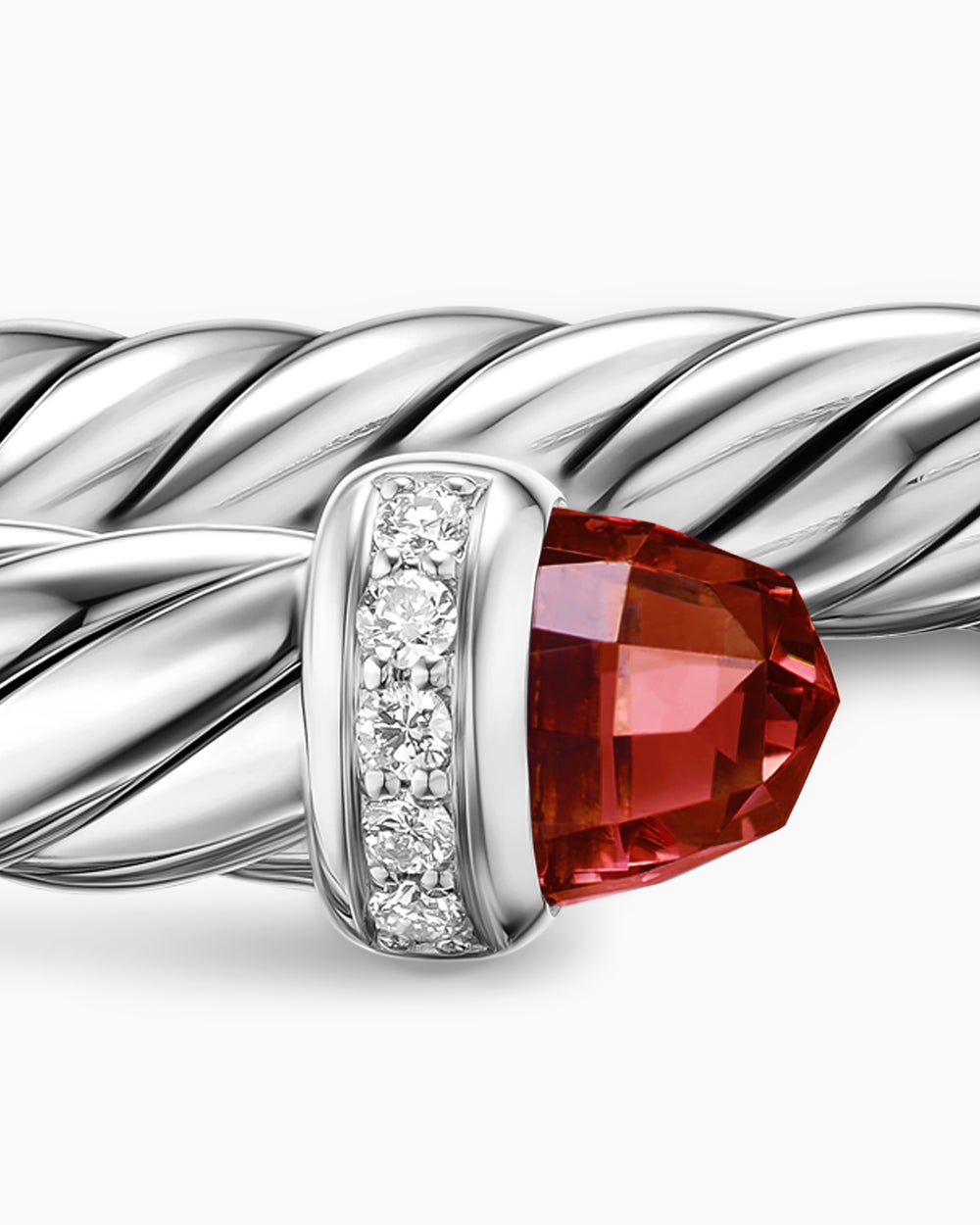 Womens Cable Flex Bracelet in Sterling Silver with Diamonds, 6mm