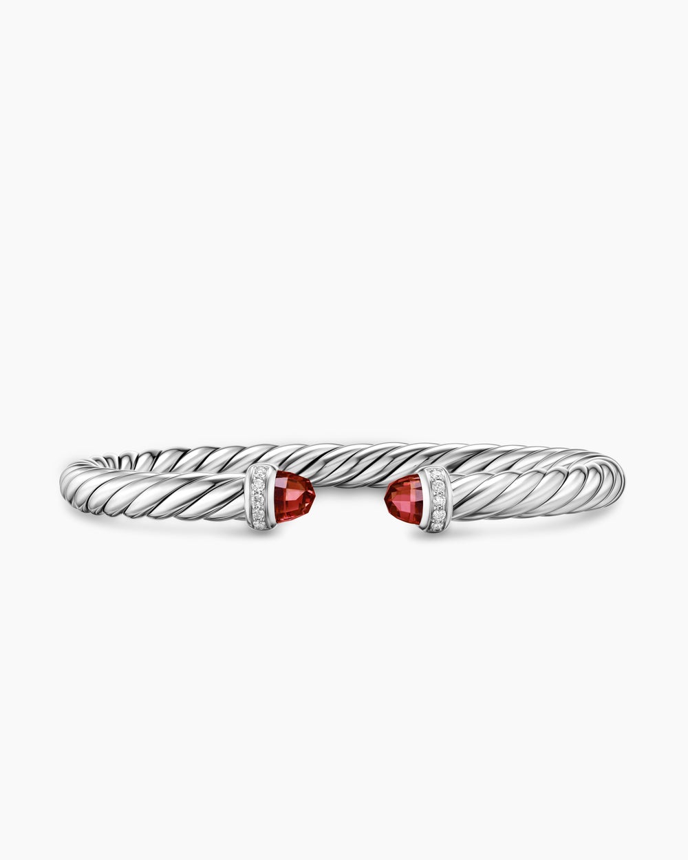 Womens Cable Flex Bracelet in Sterling Silver with Diamonds, 6mm