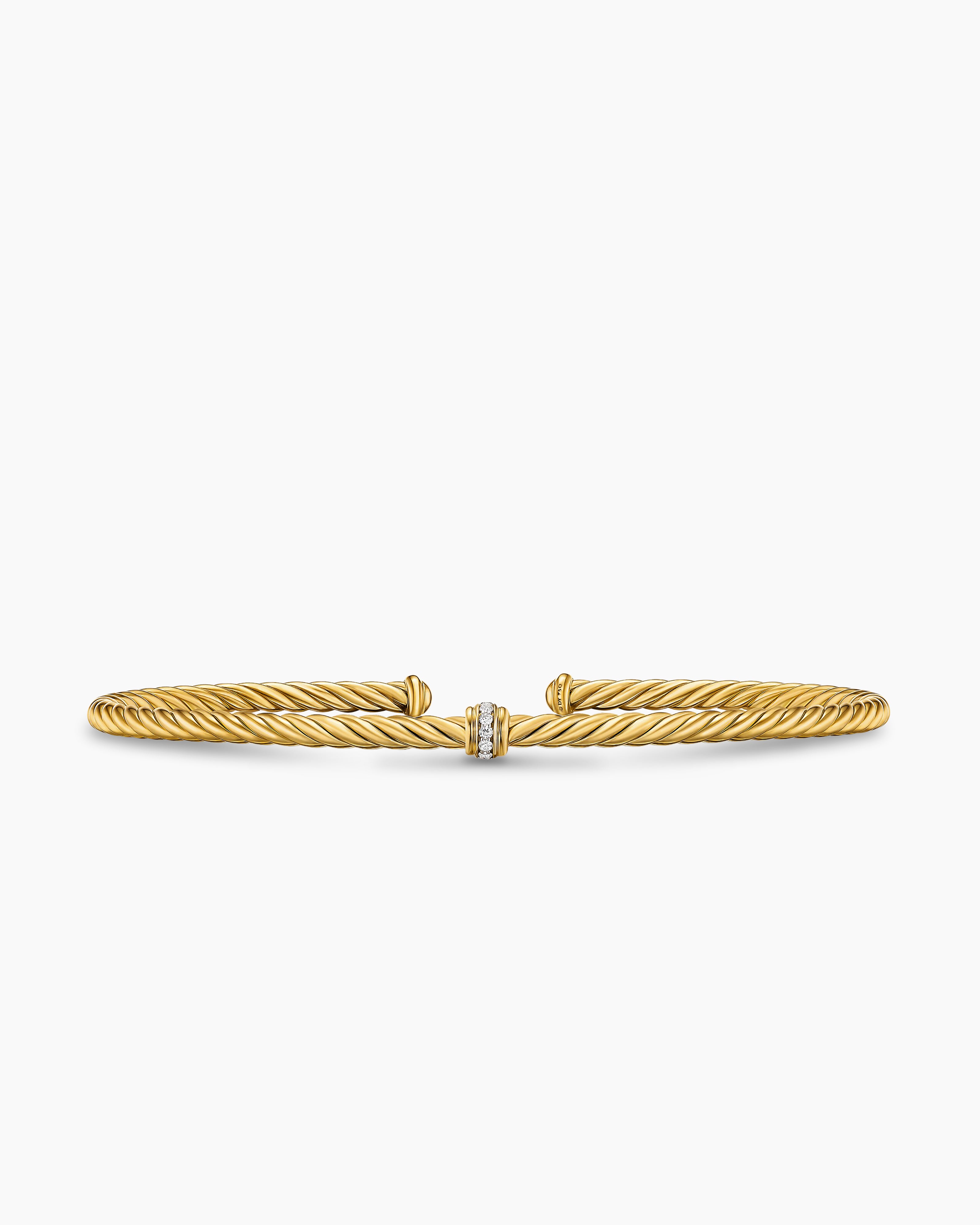 Womens Micro Cablespira&reg; Flex Center Station Bracelet in 18K Yellow Gold, 2.6mm