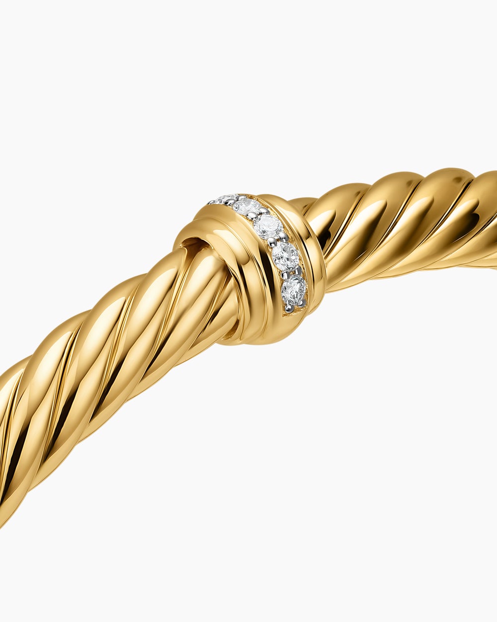 Bracelet à maillon central Cablespira Flex en or jaune 18 carats avec diamants, 6 mm pour femmes