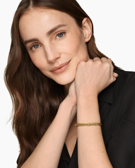 Cablespira® Flex Center Station Bracelet in 18K Yellow Gold with Diamonds, 6mm