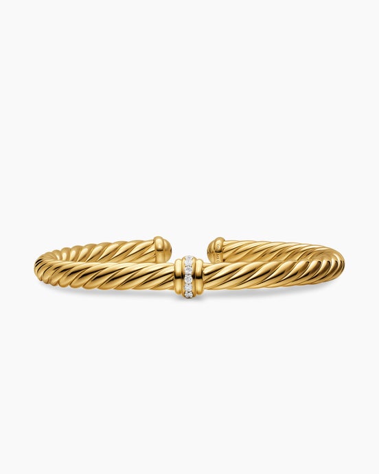 Cablespira® Flex Center Station Bracelet in 18K Yellow Gold with Diamonds, 6mm