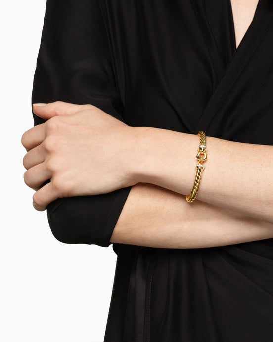 Cablespira® Flex Buckle Bracelet in 18K Yellow Gold with Diamonds, 6mm