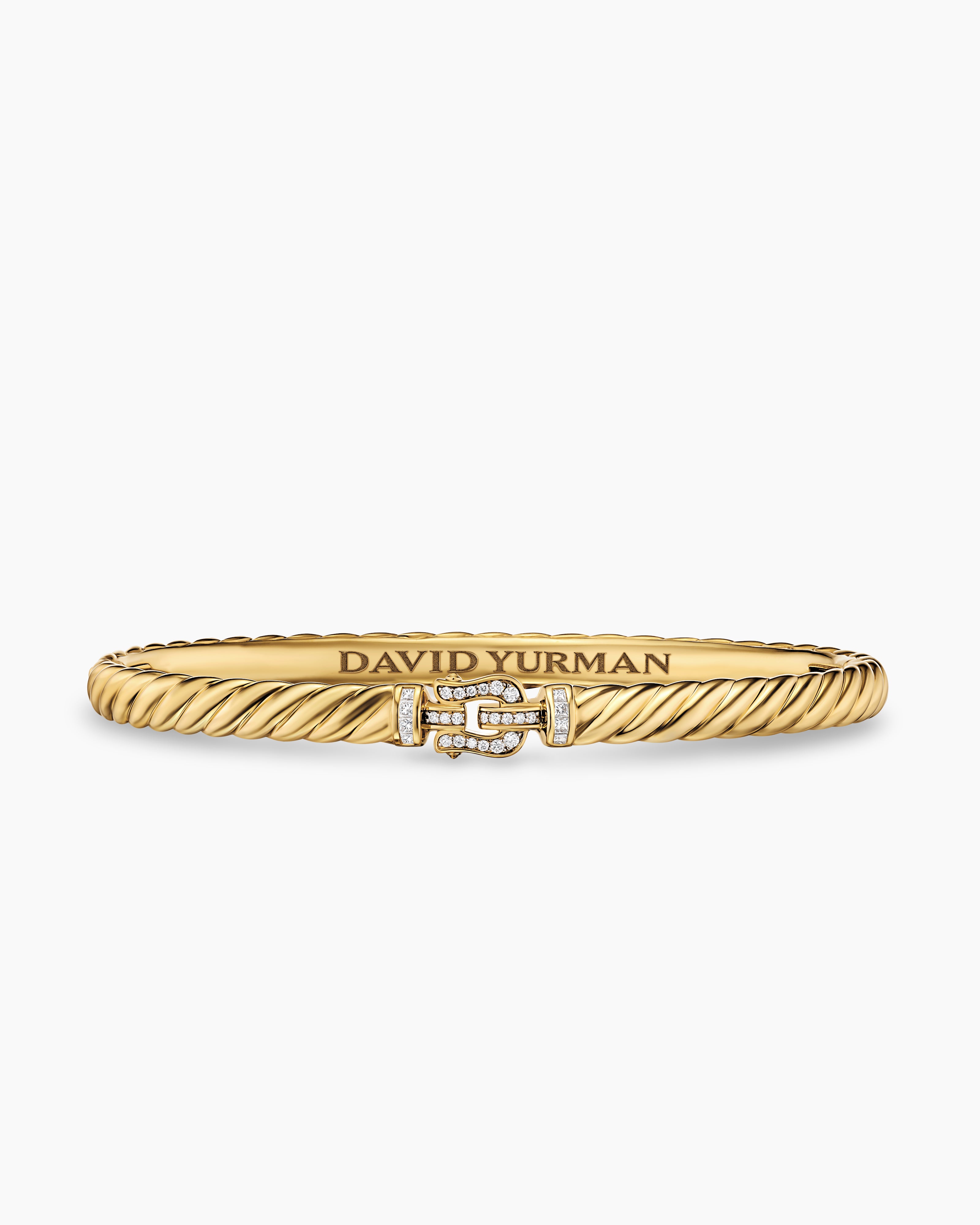 Bracelet boucle Sculpted Cable en or jaune 18 carats avec diamants, 4,6 mm femme 