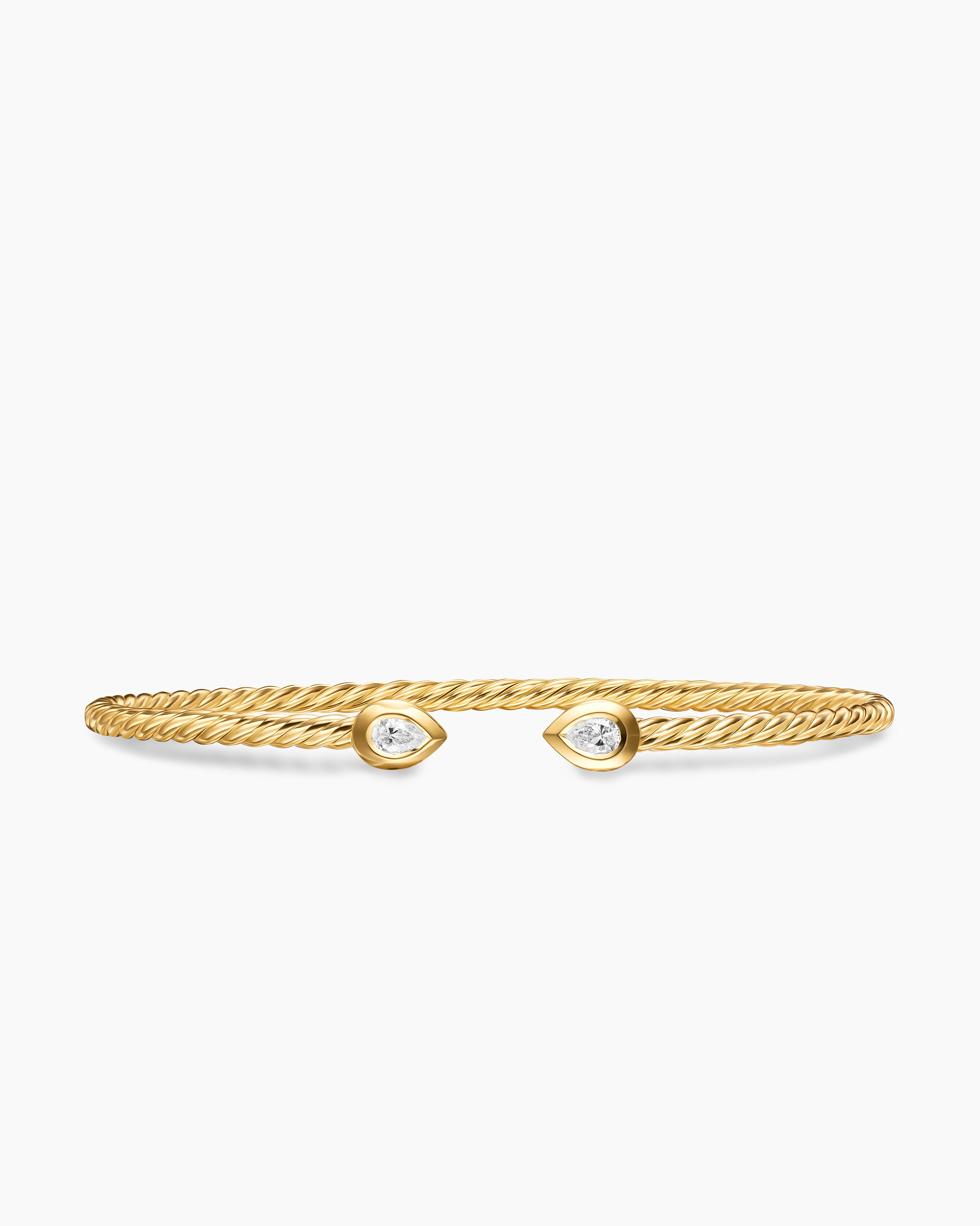 Bracelet poire Micro Cablespira Flex en or jaune 18 carats avec diamants, 2,6 mm femmes 