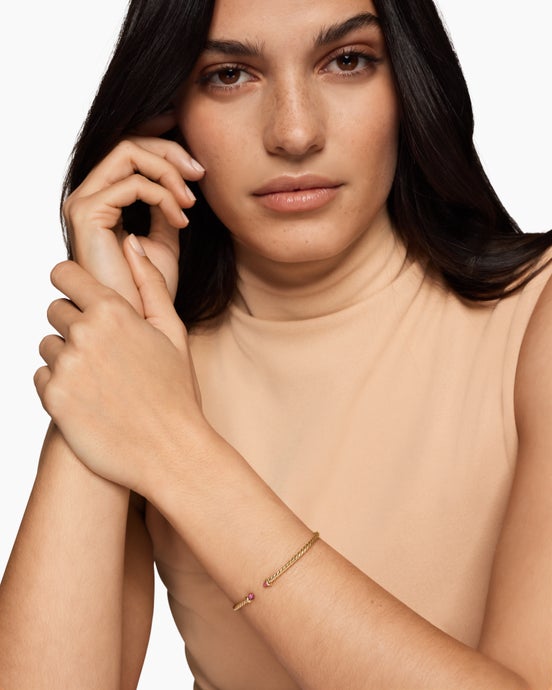 Micro Cablespira® Flex Bracelet in 18K Yellow Gold with Pink Tourmalines, 2.6mm