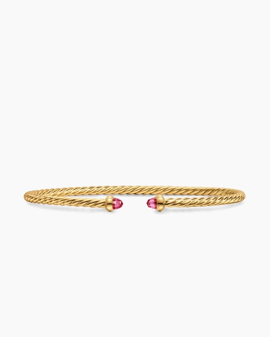 Micro Cablespira® Flex Bracelet in 18K Yellow Gold with Pink Tourmalines, 2.6mm