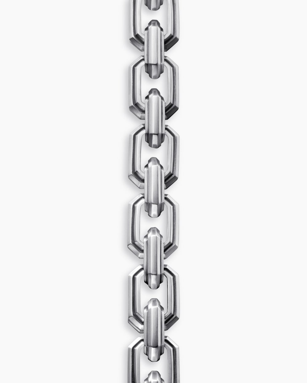 Mens Faceted Flat Link Bracelet in Sterling Silver, 11mm