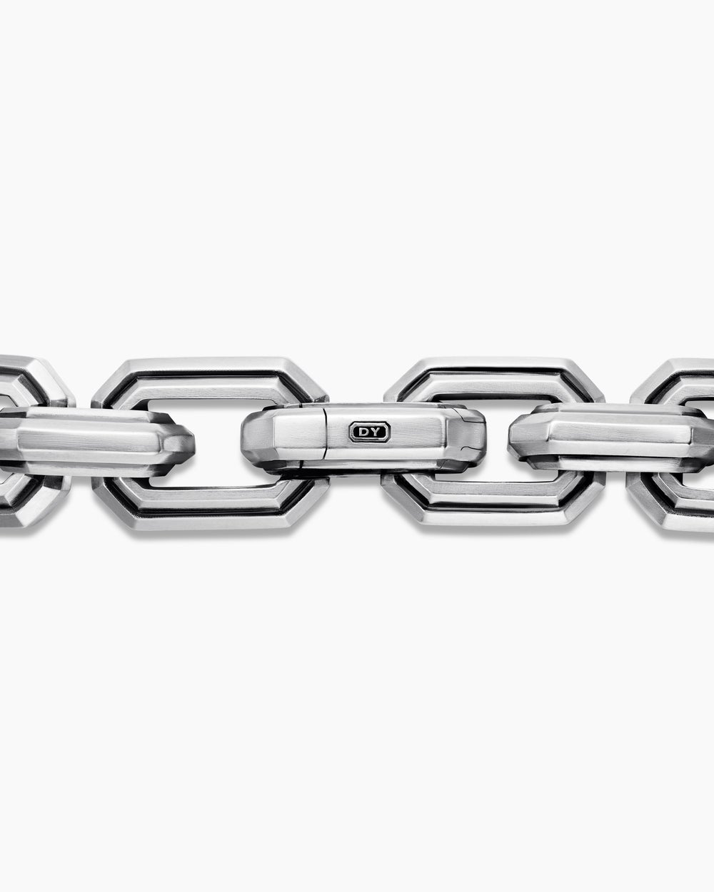 Mens Faceted Flat Link Bracelet in Sterling Silver, 11mm